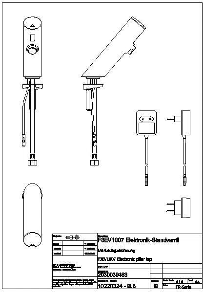 Standventil, F3, elek., o. Mischung, 3l, Steckernetzteil 230 VAC, F3EV1007