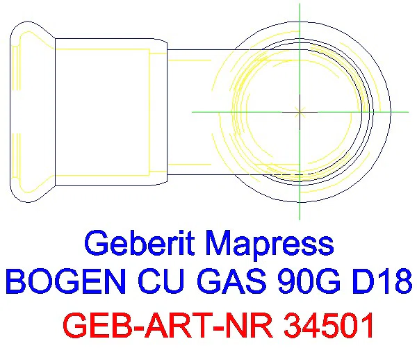 GE Mapress Kupfer Bogen 90Gr (Gas) d18_34501_G