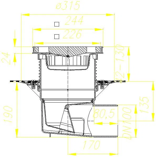 DALLMER Hof- und Parkdeckablauf 615.0 DallBit, DN 100