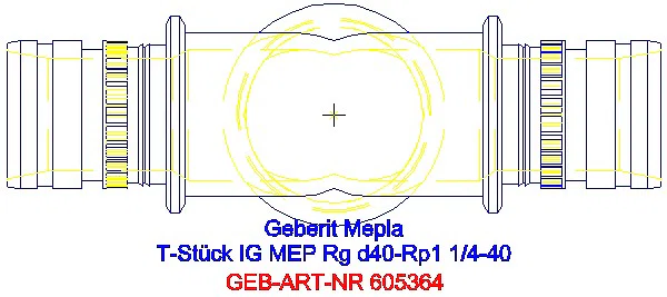 GE Mepla T-Stück mit IG Rg d40-Rp1 1/4-40_605.364.00.5_G
