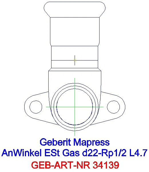 GE Mapress Edelstahl Anschlusswinkel 90Gr (Gas) d28-Rp3/4_34139_A