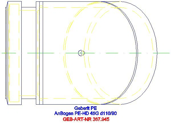 GE PE Anschlussbogen 45Gr mit Anschlusssteckmuffe d110/90_367.945.16.1_G