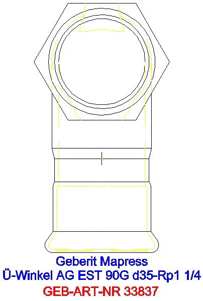 GE Mapress Edelstahl Übergangswinkel 90Gr mit AG d35-R1 1/4_33837_L