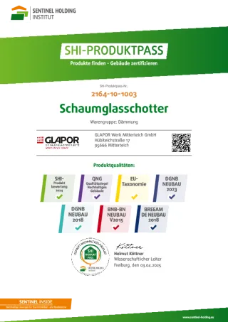 SHI Produktpass Schaumglasschotter