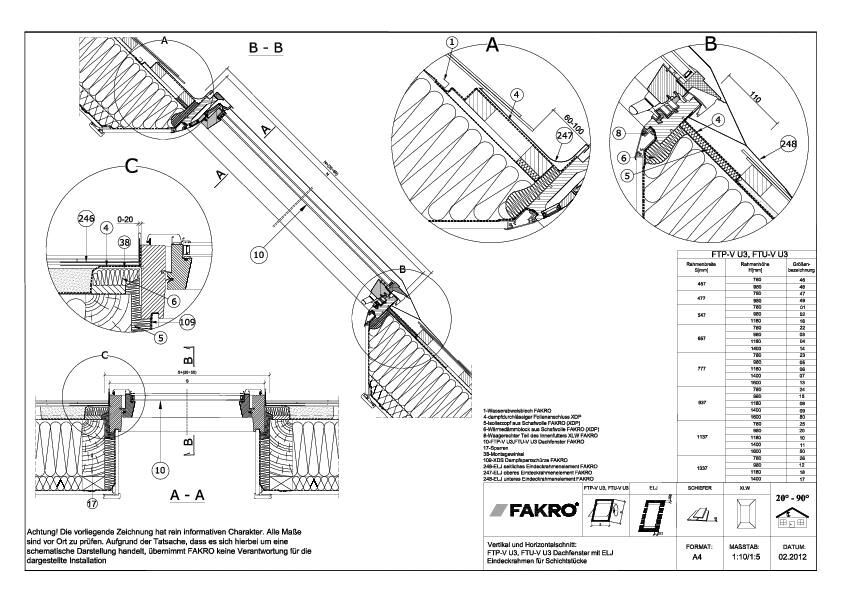FAKRO Dachfenster - ELJ – Eindeckrahmen für Schichtstücke