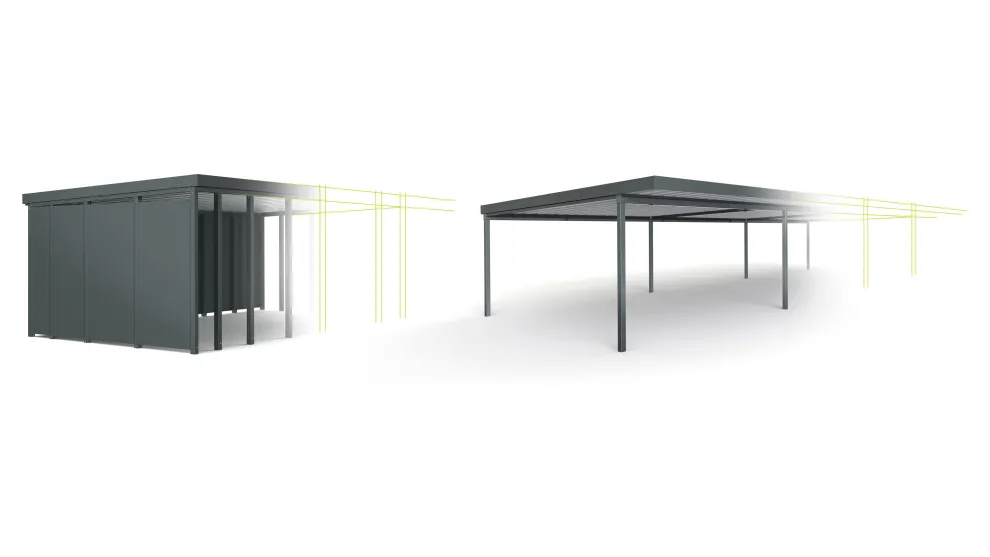 Modulares Baukastensystem für Einhausungen und Überdachungen. Flexibel kombinierbar, einfach geplant, schnell realisiert. Modulares Baukastensystem für Einhausungen und Überdachungen. Flexibel kombinierbar, einfach geplant, schnell realisiert.