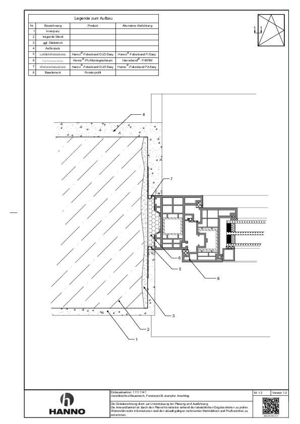 Wandaufbau monolithisch,stumpfer Anschlag