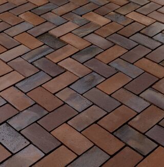 Alt Krakow ohne Fase rot-blau bunt geflammt Ringofenbrand Pflasterklinker