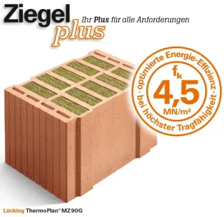 Gefüllte Planziegel für die Außenwand: Ziegelplus Gefüllte Planziegel für die Außenwand: Ziegelplus