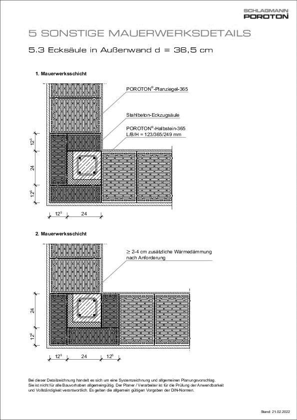 Stahlbeton-Eckstütze in Außenwand