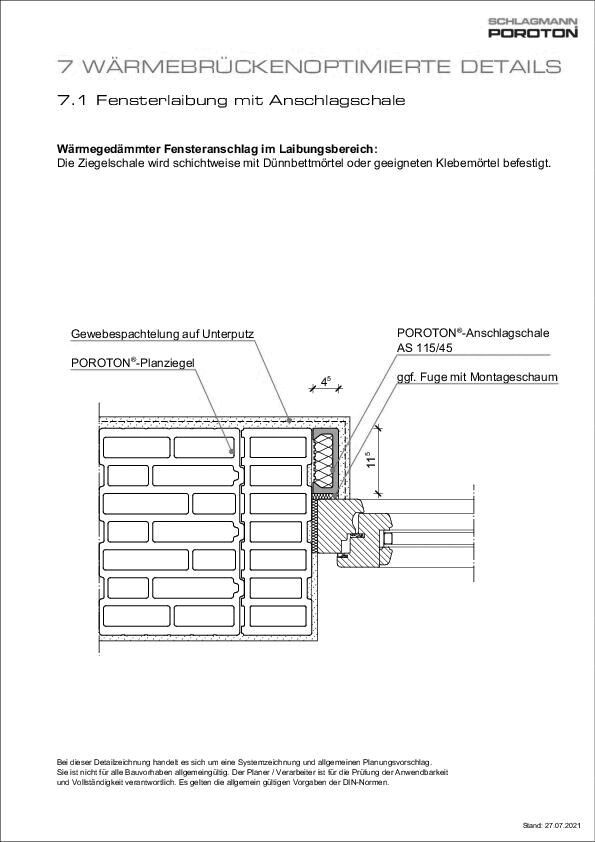Fensterlaibung mit Anschlagschale