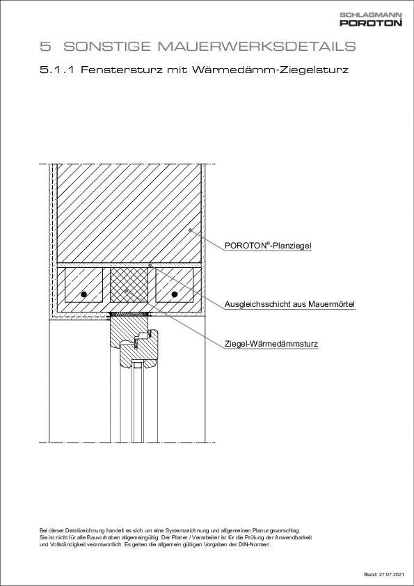 Schlagmann Poroton - Fenstersturz mit Wärmedämm-Ziegelsturz