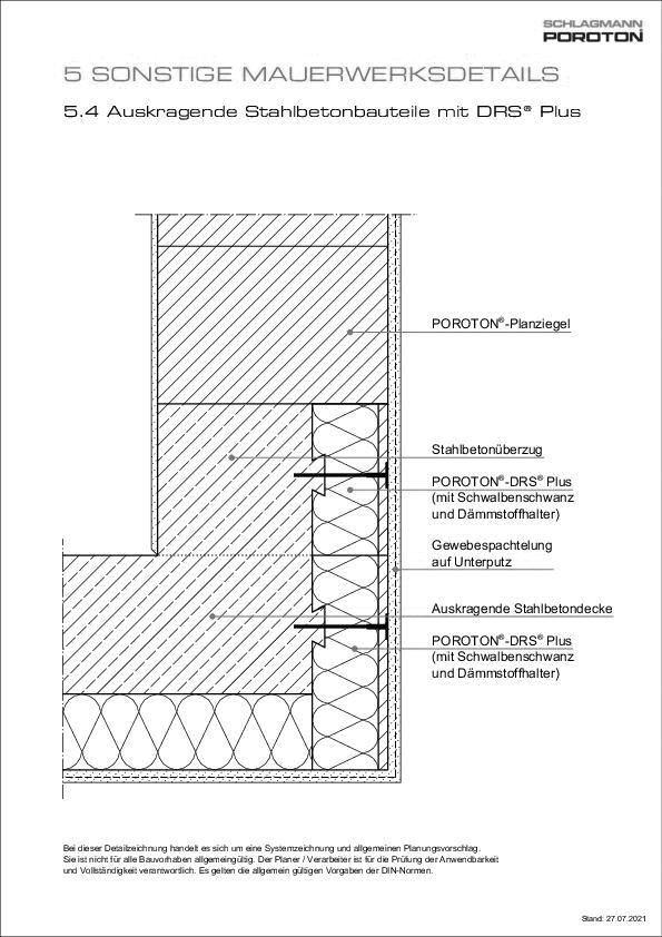 Auskragende Bauteile mit POROTON®-DRS® Plus