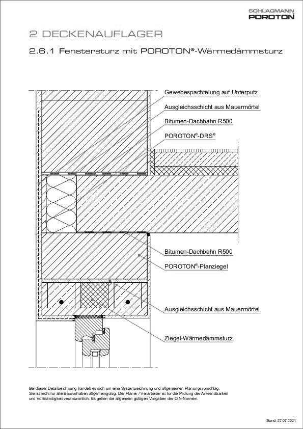Fenstersturz mit POROTON®-Wärmedämmsturz