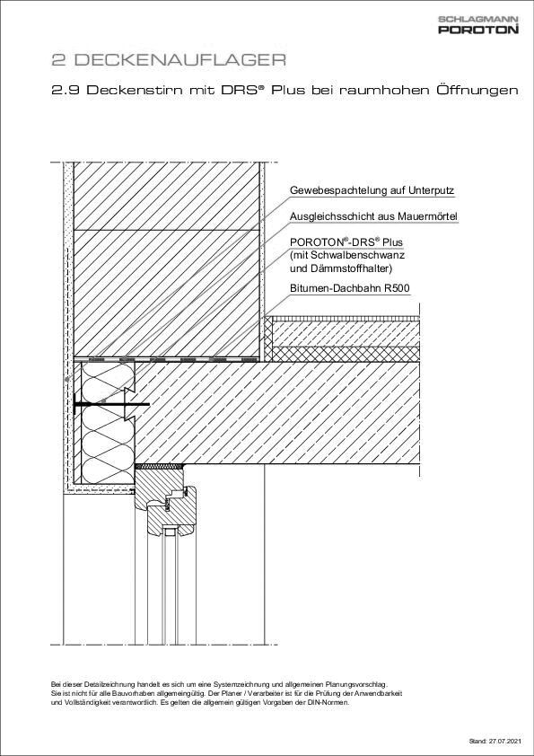 Deckenstirn mit DRS® Plus bei raumhohen Öffnungen