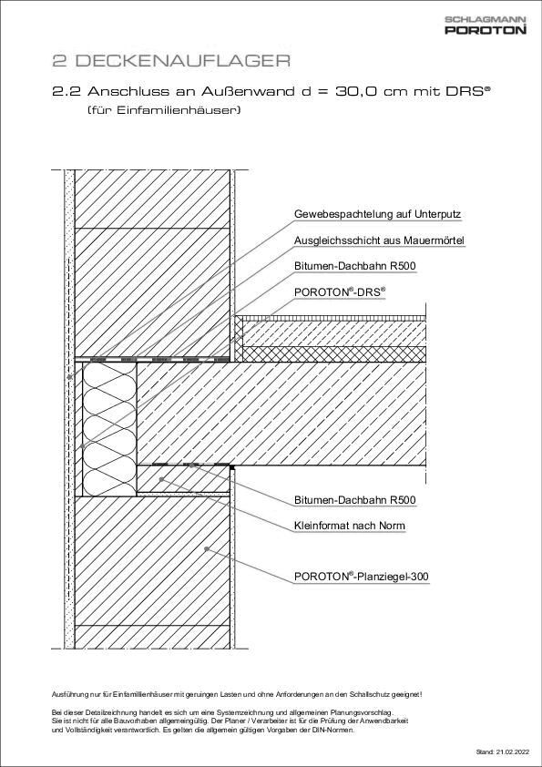 Schlagmann Poroton - Deckenauflager mit POROTON®-DRS®, AW d = 30 cm