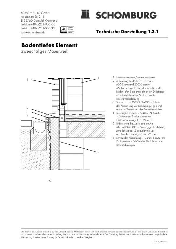 1-3-1_Technische Darstellung_Bodentiefes Element zweischaliges Mauerwerk