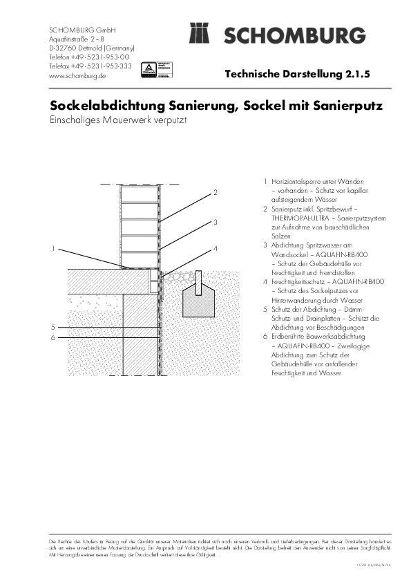 2-1-5_Technische Darstellung_Sockelabdichtung Sanierung Sockel mit Sanierputz_1120