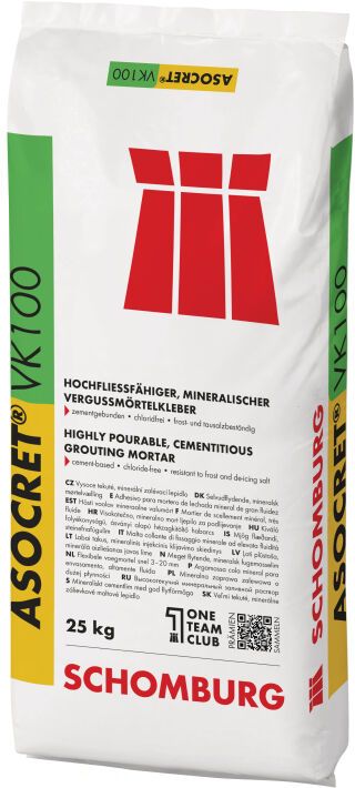 Schomburg ASOCRET-VK100, Mineralischer Untergussmörtel, hoch fließfähig bis 100 mm