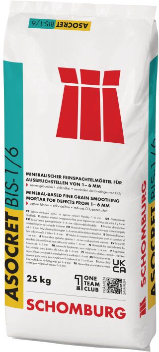 Schomburg ASOCRET-BIS-1/6, Mineralischer Feinspachtelmörtel für Ausbruchstellen von 1-6 mm