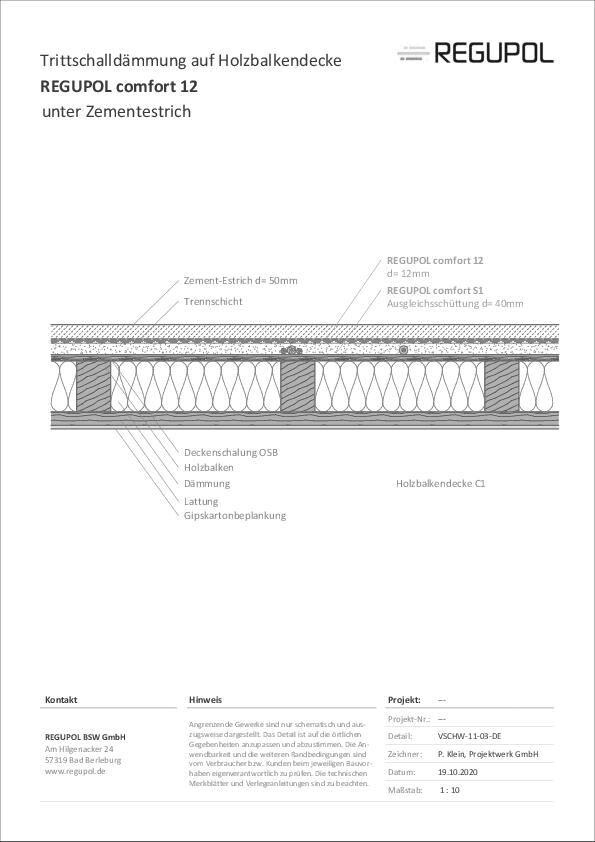 Trittschalldämmung auf Holzbalkendecke