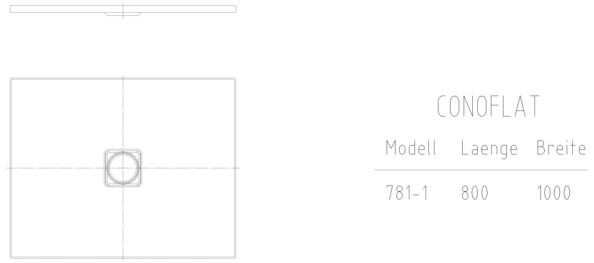 KALDEWEI CONOFLAT mit Wannenträger Duschfläche, 800x1000x32 mm, Modell-Nr: 781-2