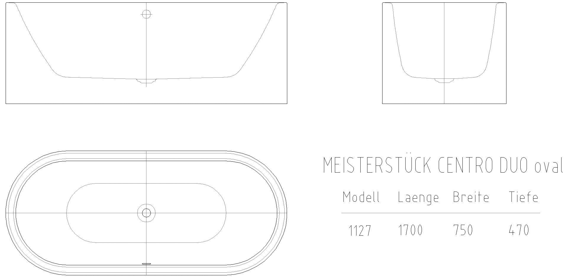 KALDEWEI - KALDEWEI MEISTERSTÜCK CENTRO DUO OVAL Badewanne, 1700x750 mm, Modell-Nr: 1127-4041