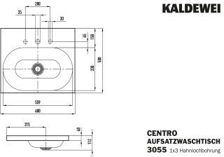 CENTRO AUFSATZWASCHTISCH (RANDHÖHE 40MM) KALDEWEI - CENTRO AUFSATZWASCHTISCH (RANDHÖHE 40MM)