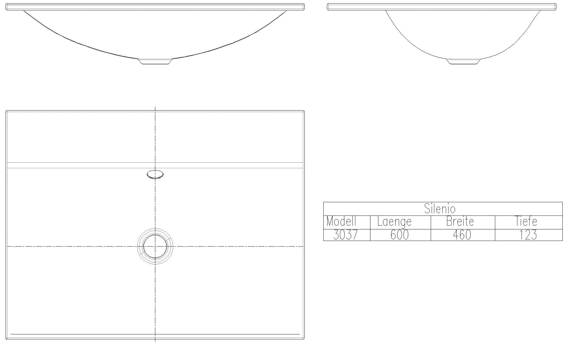 KALDEWEI SILENIO EINBAUWASCHTISCH 600x460x14 mm, Modell-Nr: 3037