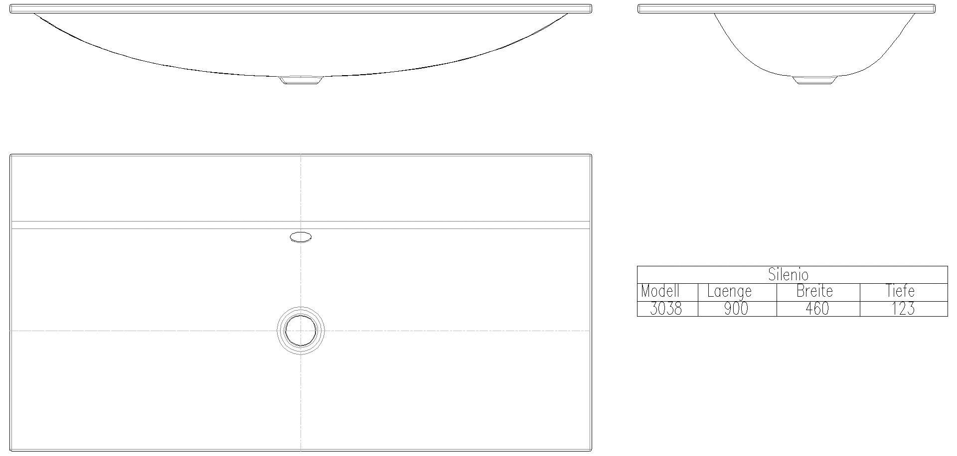 KALDEWEI SILENIO EINBAUWASCHTISCH 900x460x14 mm, Modell-Nr: 3038