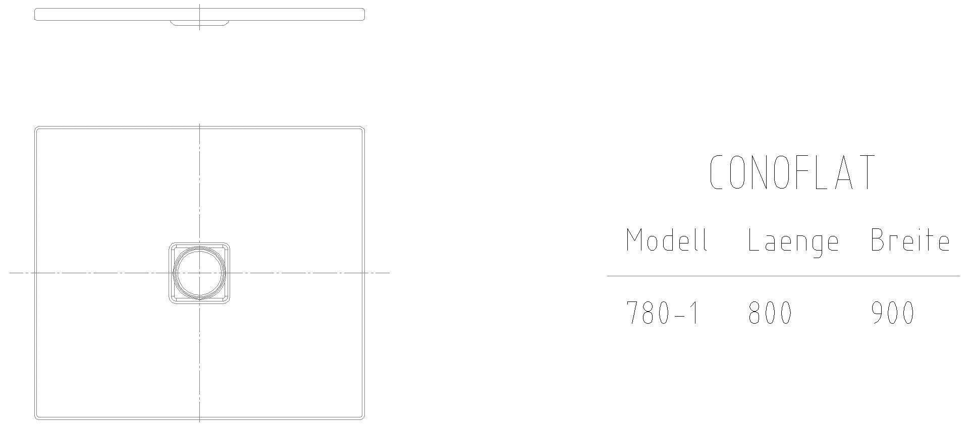 KALDEWEI CONOFLAT mit Wannenträger Duschfläche, 800x900x32 mm, Modell-Nr: 780-2