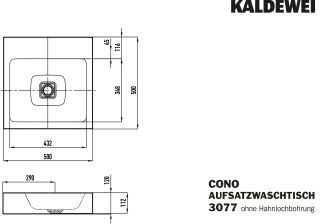 CONO AUFSATZWASCHTISCH (RANDHÖHE 120 MM) KALDEWEI - CONO AUFSATZWASCHTISCH (RANDHÖHE 120 MM)
