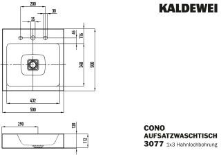 CONO AUFSATZWASCHTISCH (RANDHÖHE 120 MM) KALDEWEI - CONO AUFSATZWASCHTISCH (RANDHÖHE 120 MM)