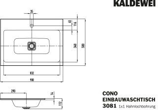 CONO EINBAUWASCHTISCH KALDEWEI - CONO EINBAUWASCHTISCH