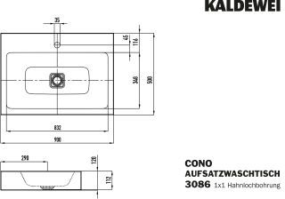 CONO AUFSATZWASCHTISCH (RANDHÖHE 120 MM) KALDEWEI - CONO AUFSATZWASCHTISCH (RANDHÖHE 120 MM)