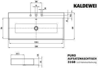 PURO AUFSATZWASCHTISCH (RANDHÖHE 120 MM) KALDEWEI - PURO AUFSATZWASCHTISCH (RANDHÖHE 120 MM)