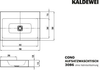 CONO AUFSATZWASCHTISCH (RANDHÖHE 120 MM) KALDEWEI - CONO AUFSATZWASCHTISCH (RANDHÖHE 120 MM)