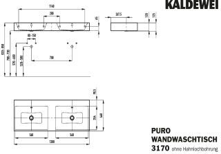 PURO WAND-DOPPELWASCHTISCH KALDEWEI - PURO WAND-DOPPELWASCHTISCH