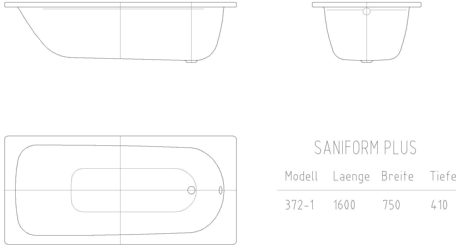 KALDEWEI SANIFORM PLUS Badewanne, 1600x750 mm, Modell-Nr: 367
