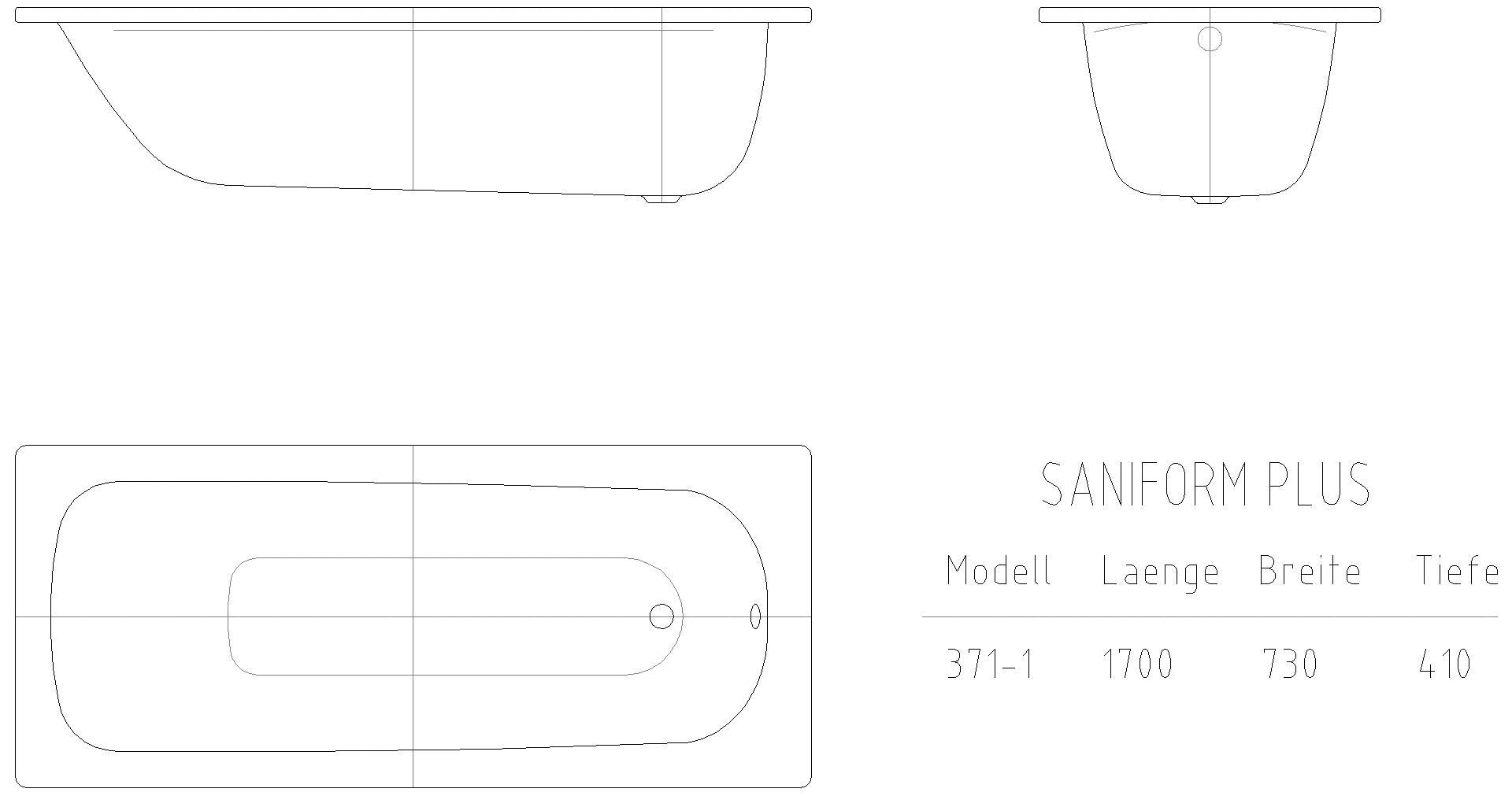 KALDEWEI SANIFORM PLUS Badewanne, 1700x730 mm, Modell-Nr: 371-1