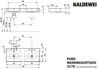 PURO WAND-DOPPELWASCHTISCH KALDEWEI - PURO WAND-DOPPELWASCHTISCH