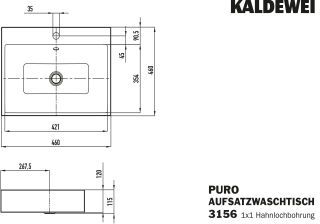 PURO AUFSATZWASCHTISCH (RANDHÖHE 120 MM) KALDEWEI - PURO AUFSATZWASCHTISCH (RANDHÖHE 120 MM)
