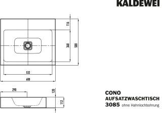 CONO AUFSATZWASCHTISCH (RANDHÖHE 120 MM) KALDEWEI - CONO AUFSATZWASCHTISCH (RANDHÖHE 120 MM)