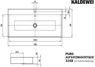 PURO AUFSATZWASCHTISCH (RANDHÖHE 120 MM) KALDEWEI - PURO AUFSATZWASCHTISCH (RANDHÖHE 120 MM)