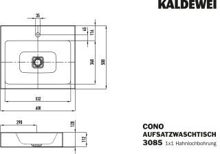 CONO AUFSATZWASCHTISCH (RANDHÖHE 120 MM) KALDEWEI - CONO AUFSATZWASCHTISCH (RANDHÖHE 120 MM)