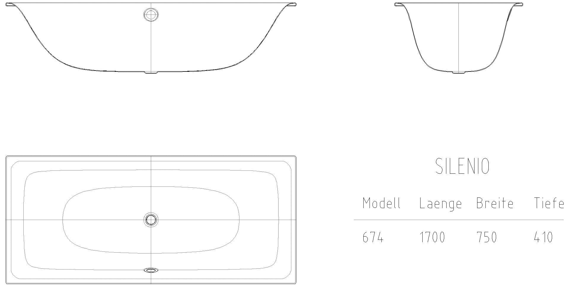 KALDEWEI SILENIO Badewanne, 1700x750 mm, Modell-Nr: 674