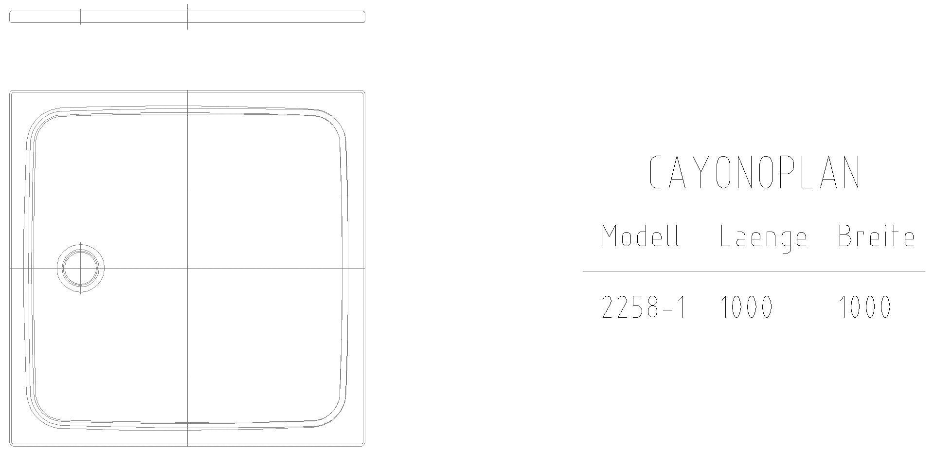 KALDEWEI CAYONOPLAN Duschfläche, 1000x1000x32 mm, Modell-Nr: 2258-1
