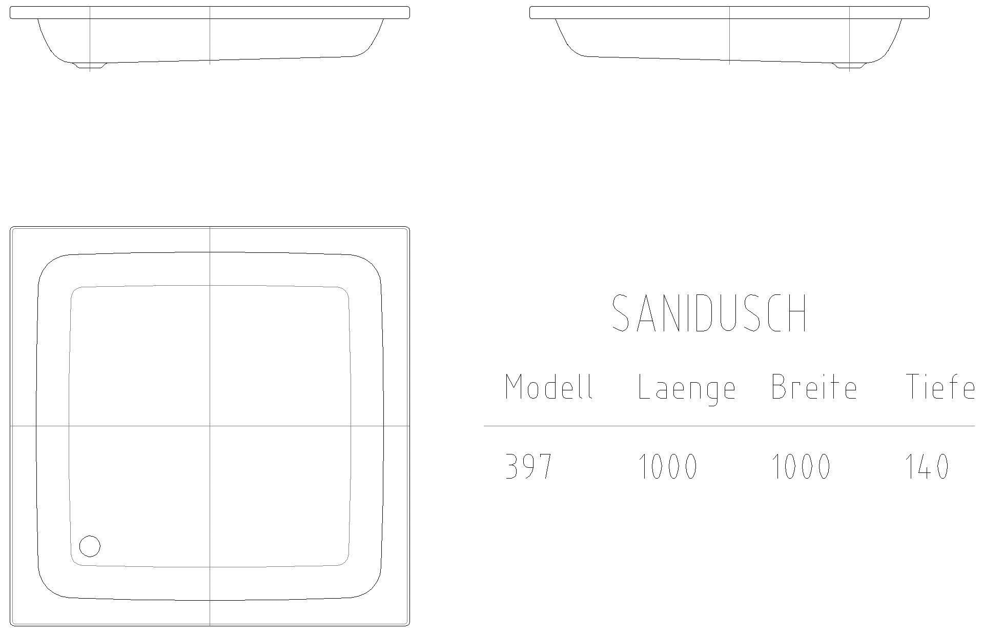 KALDEWEI SANIDUSCH Duschfläche, 1000x1000x32 mm, Modell-Nr: 397