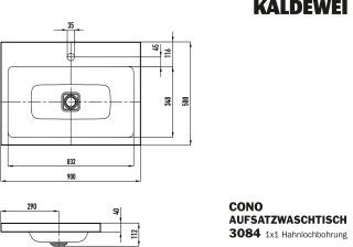 KALDEWEI - CONO AUFSATZWASCHTISCH (RANDHÖHE 40 MM)