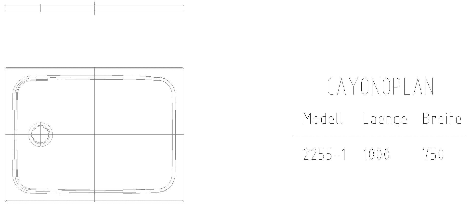 KALDEWEI CAYONOPLAN Duschfläche, 750x1000x32 mm, Modell-Nr: 2255-1